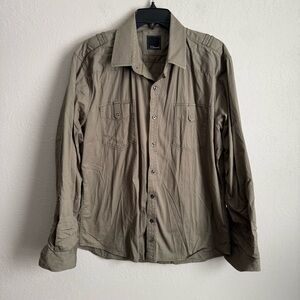 Men’s XL 7 Diamonds Casual Biker Military Casual Long Sleeve Button Up Shirt